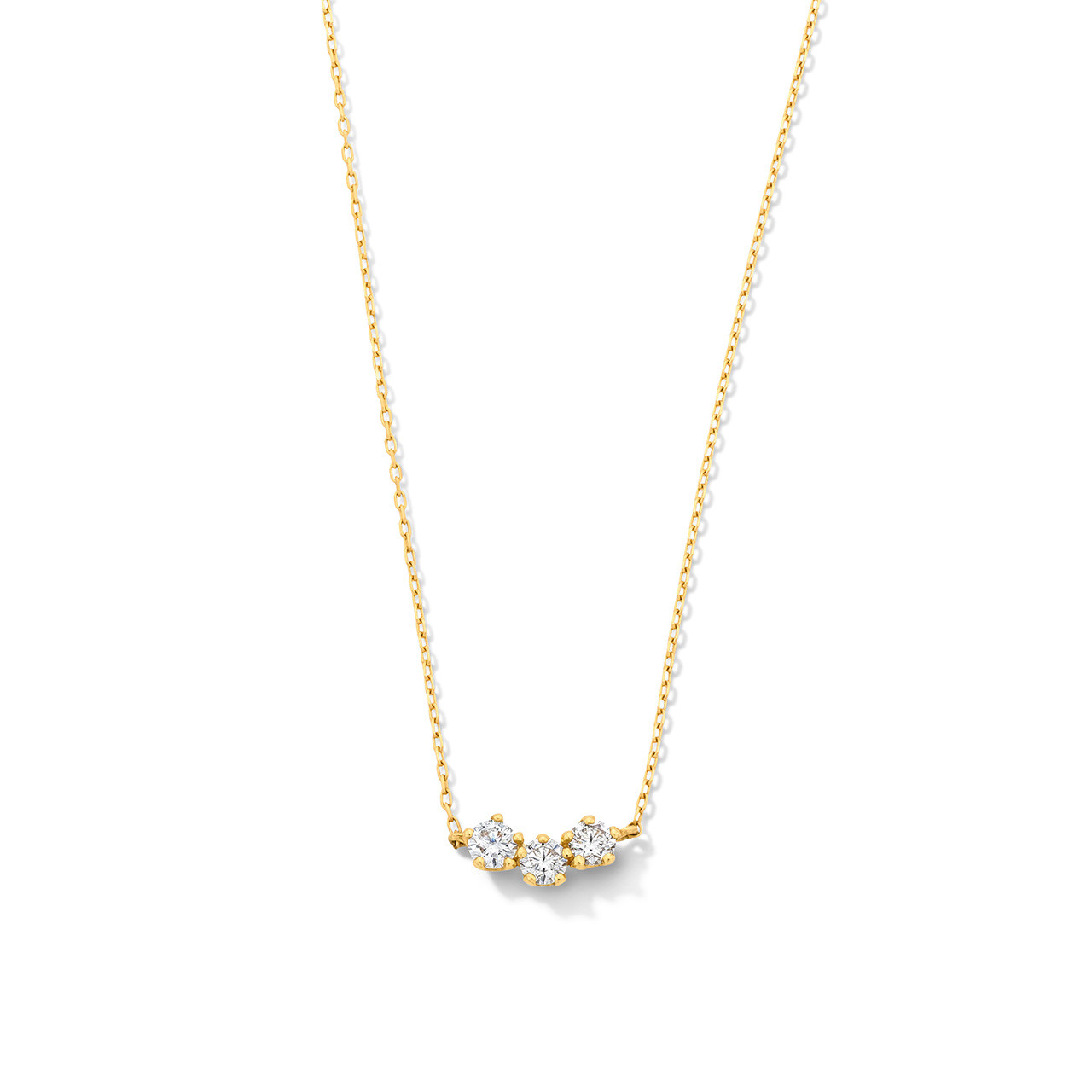 Three Round Diamond Pendant Necklace