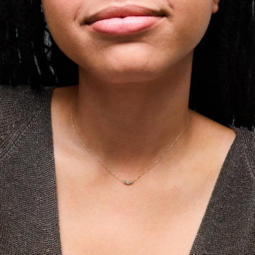 Three Round Diamond Pendant Necklace In Yellow Gold 14K