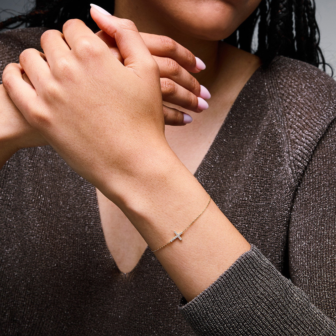Sideways Cross Diamond Bracelet