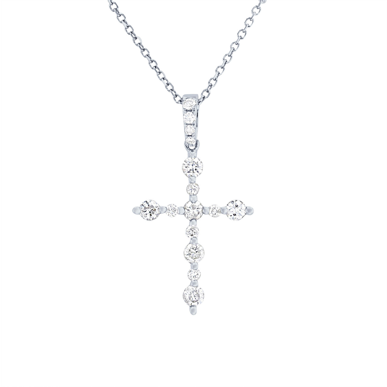 Alternating Diamond Cross Pendant 0