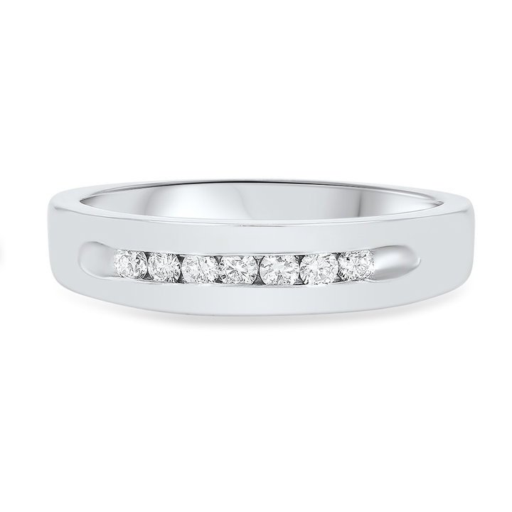 Channel Round Diamond Wedding Band (0.25tw) In White Gold 14K