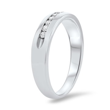 Channel Round Diamond Wedding Band (0.25tw) In White Gold 14K