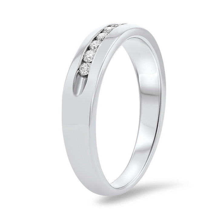 Channel Round Diamond Wedding Band (0.25tw) In White Gold 14K