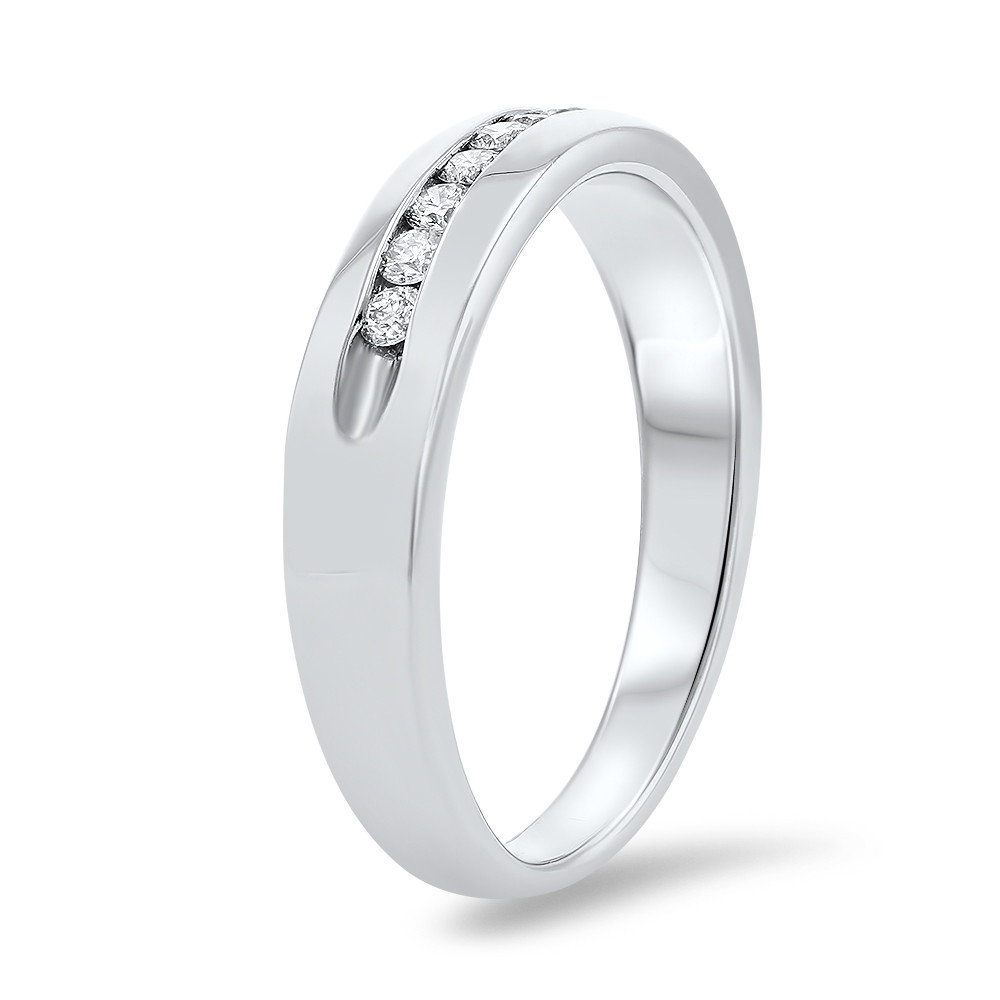 Channel Round Diamond Wedding Band (0.25tw) In White Gold 14K 1
