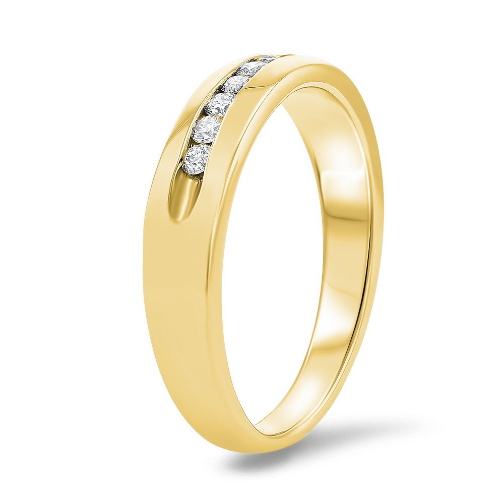 Channel Round Diamond Wedding Band (0.25tw) In Yellow Gold 14K 1