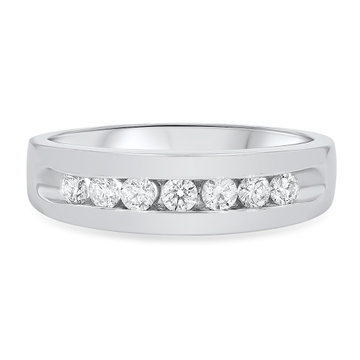 Channel Round Diamond Wedding Band (0.49tw) In White Gold 14K