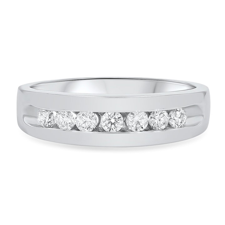 Channel Round Diamond Wedding Band (0.49tw) In White Gold 14K