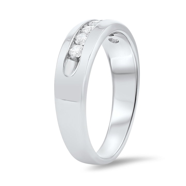 Channel Round Diamond Wedding Band (0.49tw) In White Gold 14K