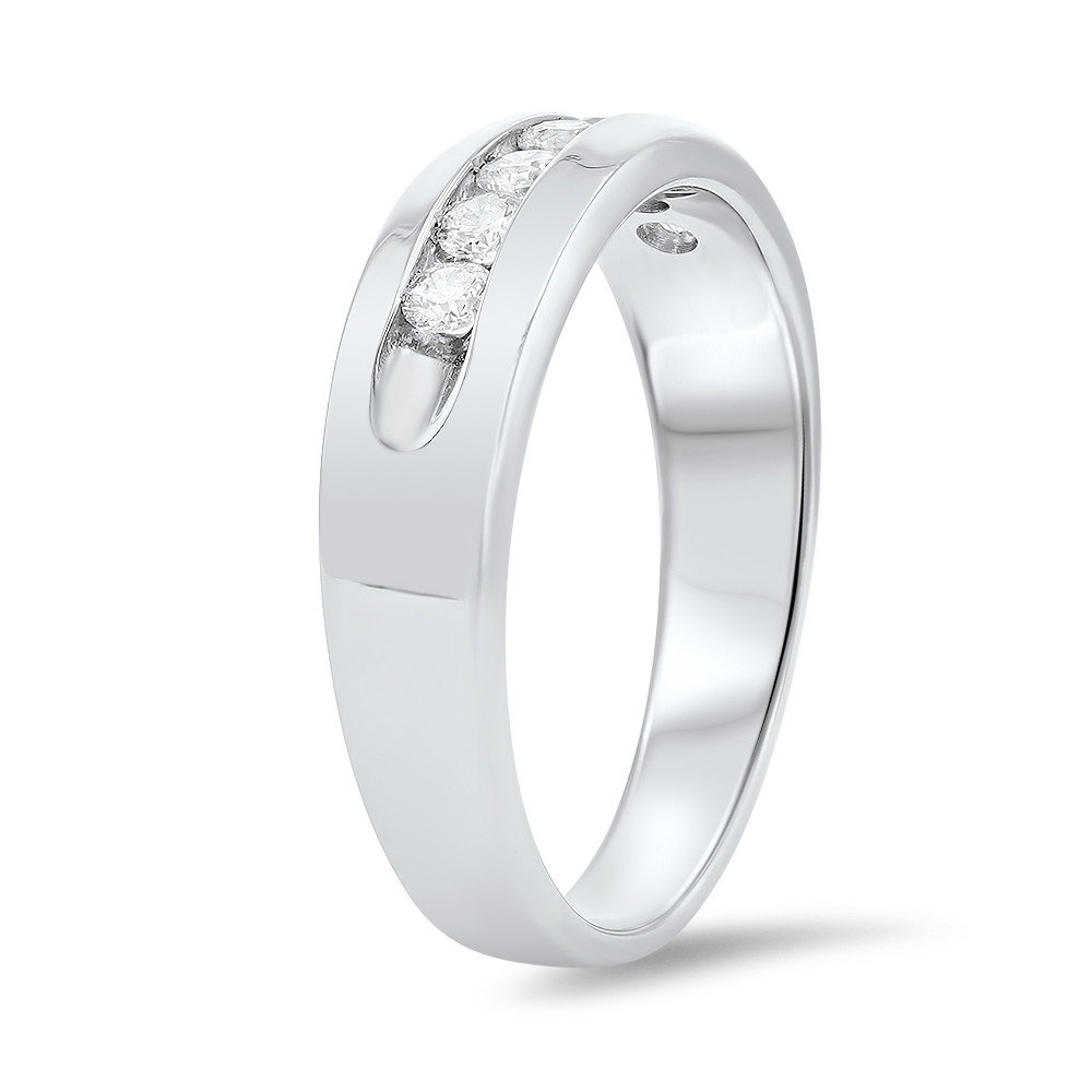 Channel Round Diamond Wedding Band (0.49tw) In White Gold 14K 1