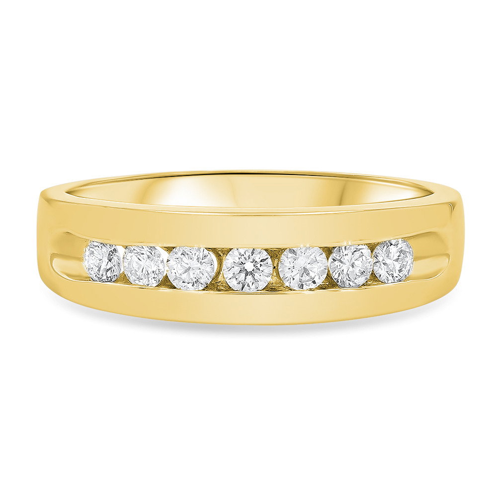 Channel Round Diamond Wedding Band (0.49tw) In Yellow Gold 14K 0