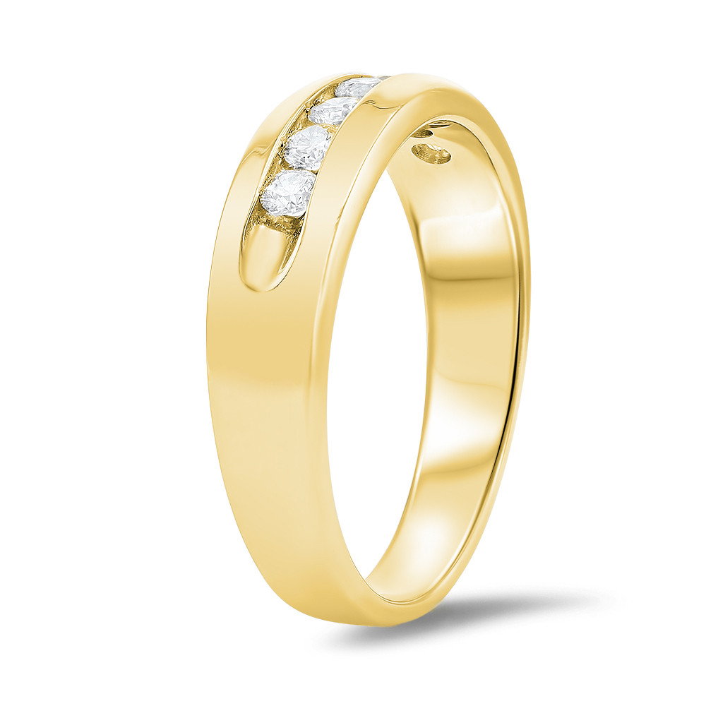 Channel Round Diamond Wedding Band (0.49tw) In Yellow Gold 14K 1