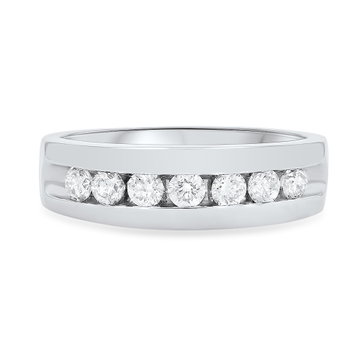 Channel Round Diamond Wedding Band (0.74tw) In White Gold 14K