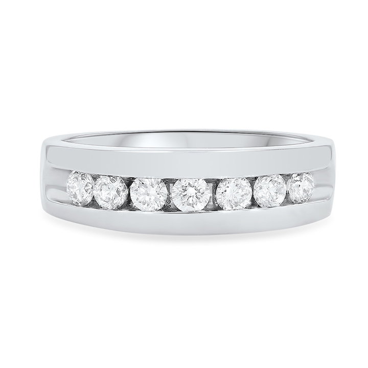 Channel Round Diamond Wedding Band (0.74tw) In White Gold 14K