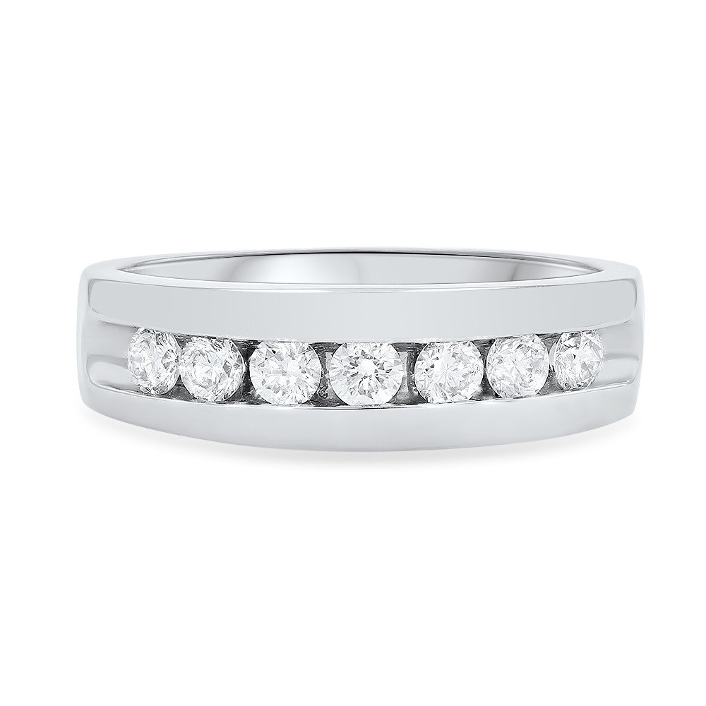 Channel Round Diamond Wedding Band (0.74tw) In White Gold 14K 0