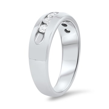 Channel Round Diamond Wedding Band (0.74tw) In White Gold 14K