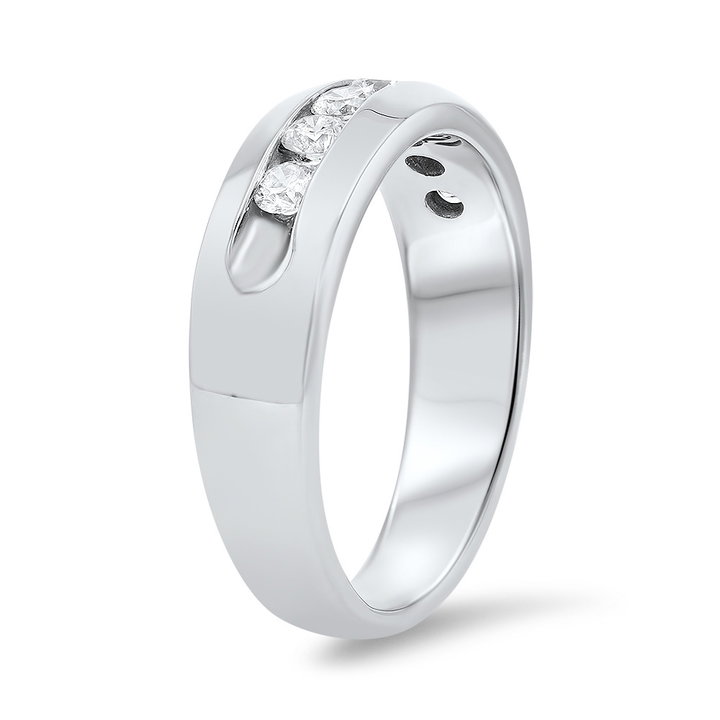 Channel Round Diamond Wedding Band (0.74tw) In White Gold 14K