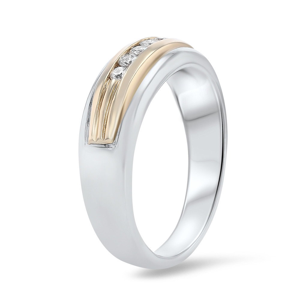 Two-Tone Channel Set Diamond Wedding Band (0.24tw) 1