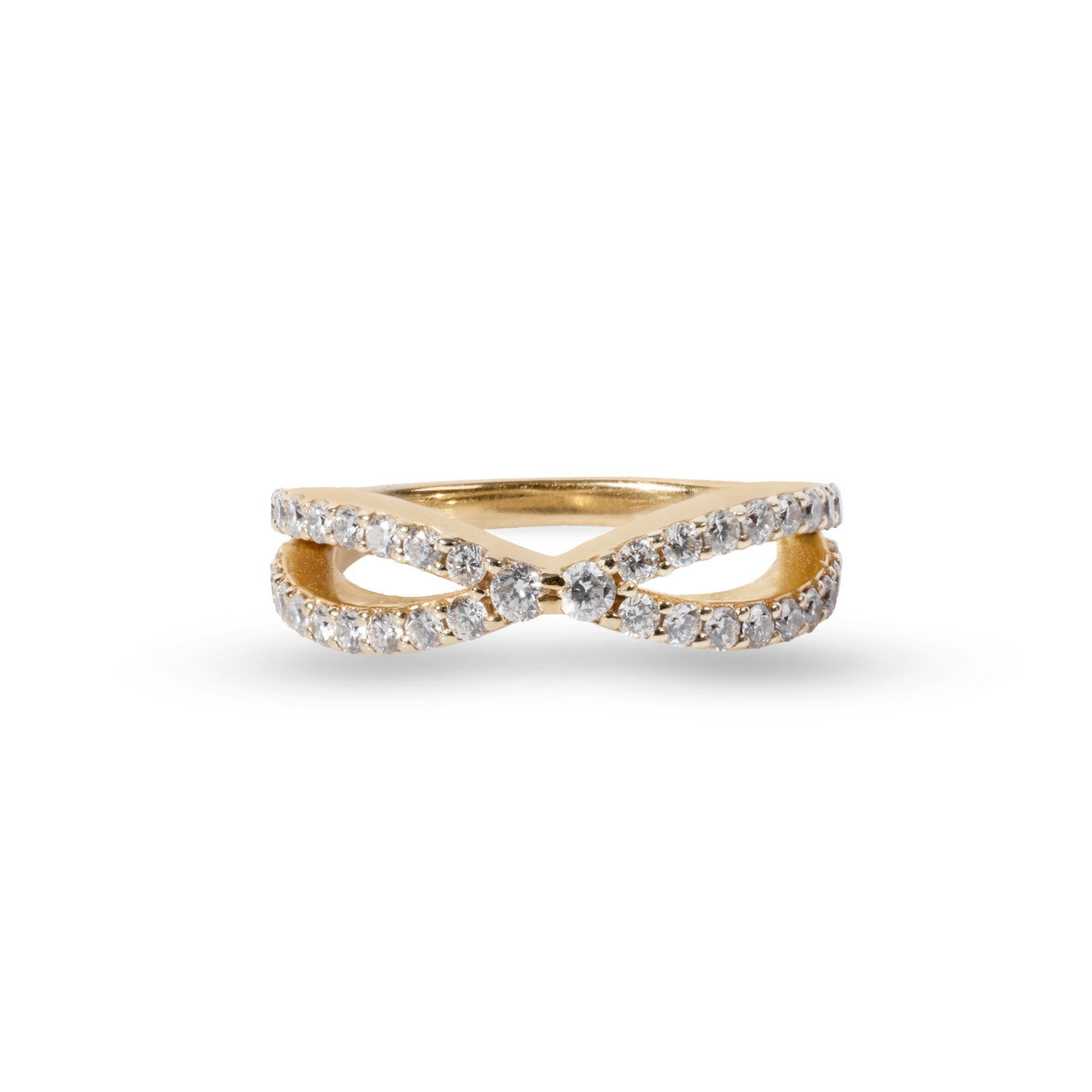 Yellow Gold "X" Diamond Ring (0.80tw) 0