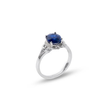 Vintage-Inspired Blue Sapphire Diamond Accented Ring
