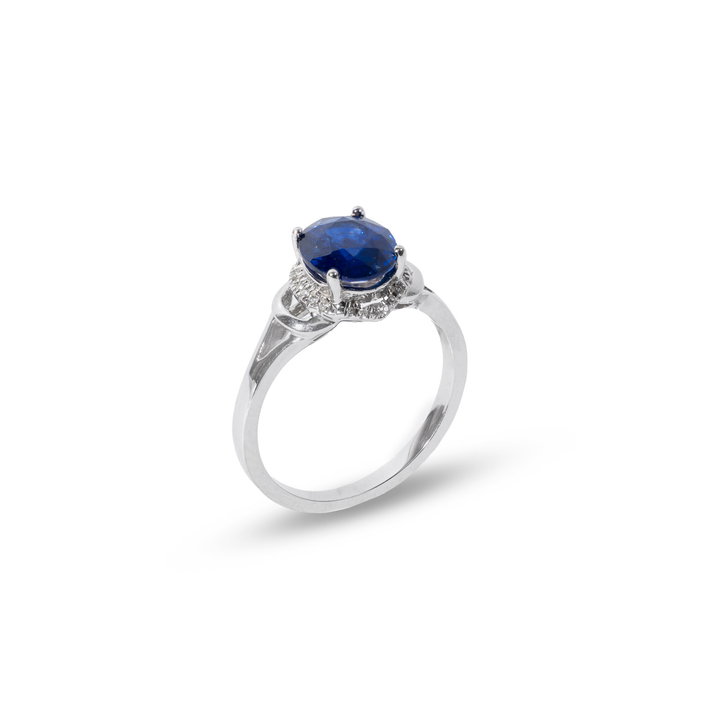Vintage-Inspired Blue Sapphire Diamond Accented Ring