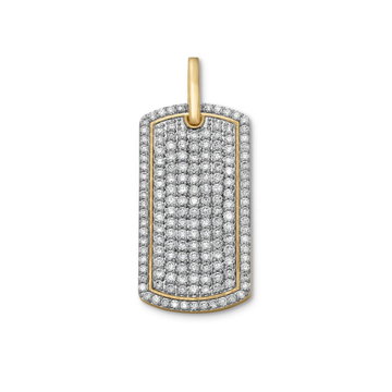Pave Diamond Dog Tag Pendant In White Gold 14K