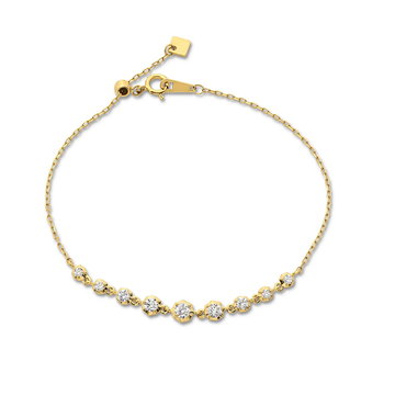 Graduated Diamond Adjustable Chain Bracelet In Yellow Gold 14K