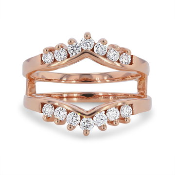 Contour Kite Single Prong Diamond Ring Guard In Rose Gold 14K