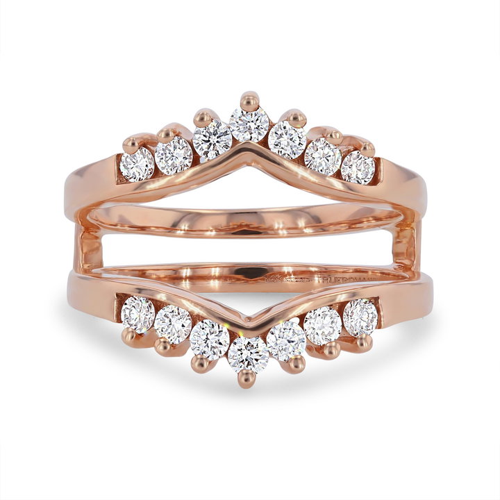 Contour Kite Single Prong Diamond Ring Guard In Rose Gold 14K