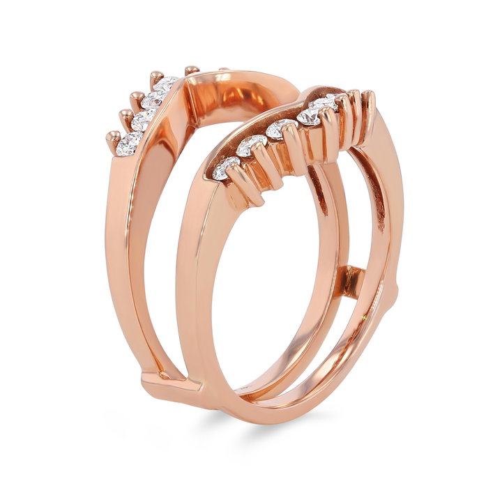 Contour Kite Single Prong Diamond Ring Guard In Rose Gold 14K