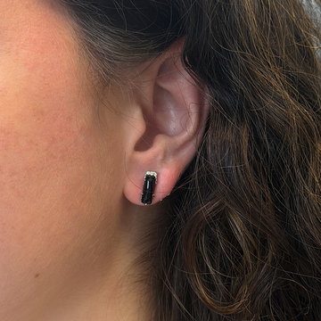 Tacori Black Onyx Stud Earrings In Sterling Silver