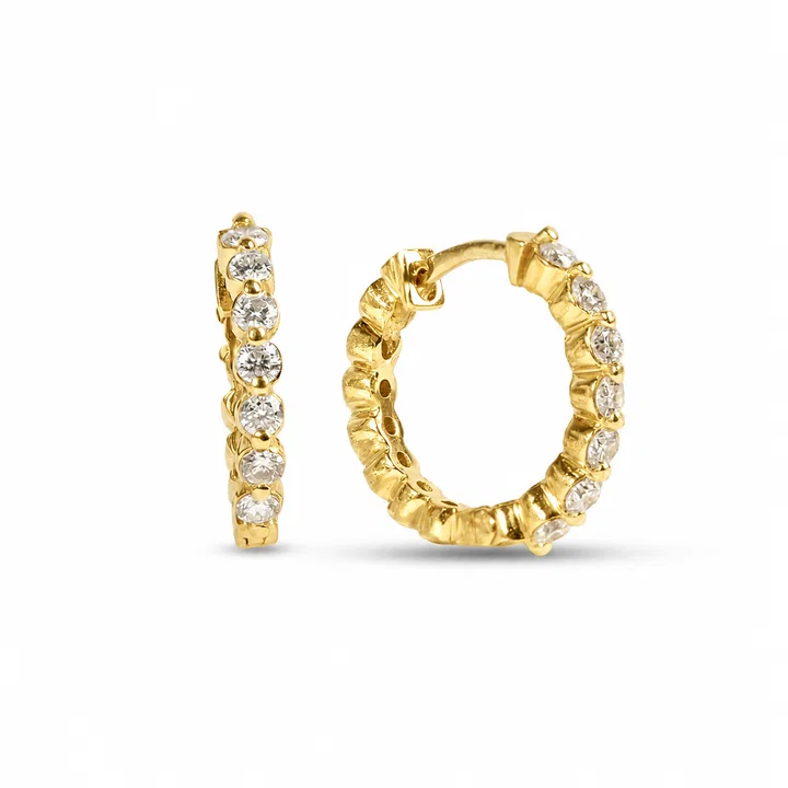 Yellow Gold Diamond Hoop Earrings (0.44tw) In Yellow Gold 14K