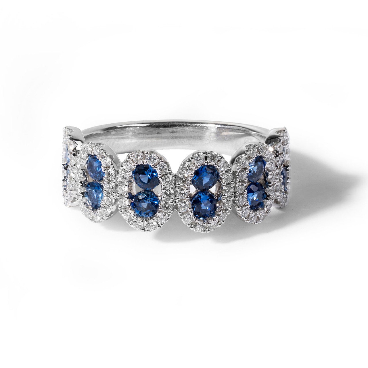Blue Sapphire Diamond Halo Band