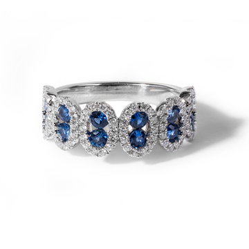 Blue Sapphire Diamond Halo Band