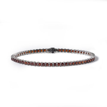 Red Garnet Tennis Bracelet (6.56tw) In White Gold 14K