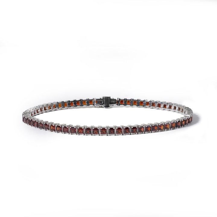 Red Garnet Tennis Bracelet (6.56tw) In White Gold 14K
