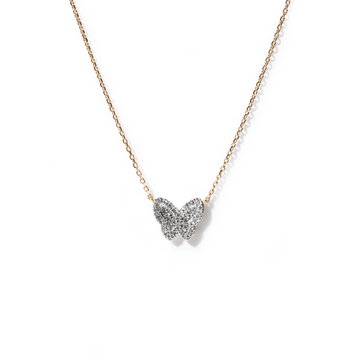 Mini Butterfly Diamond Necklace In Yellow Gold 14K