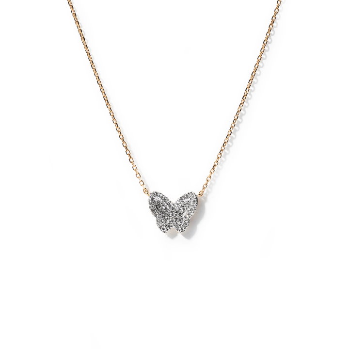Mini Butterfly Diamond Necklace In Yellow Gold 14K