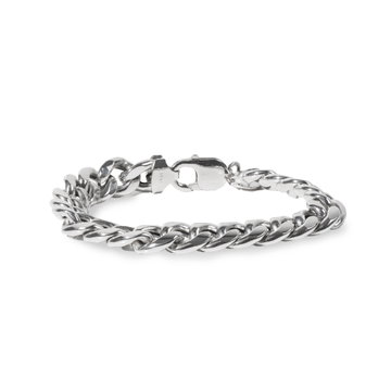 8 inch Cuban Link Chain Bracelet In White Gold 14K