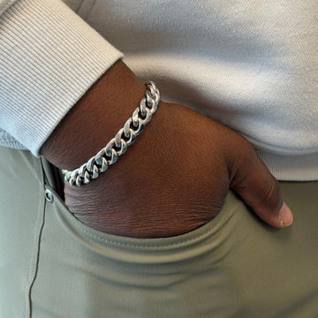 8 inch Cuban Link Chain Bracelet In White Gold 14K