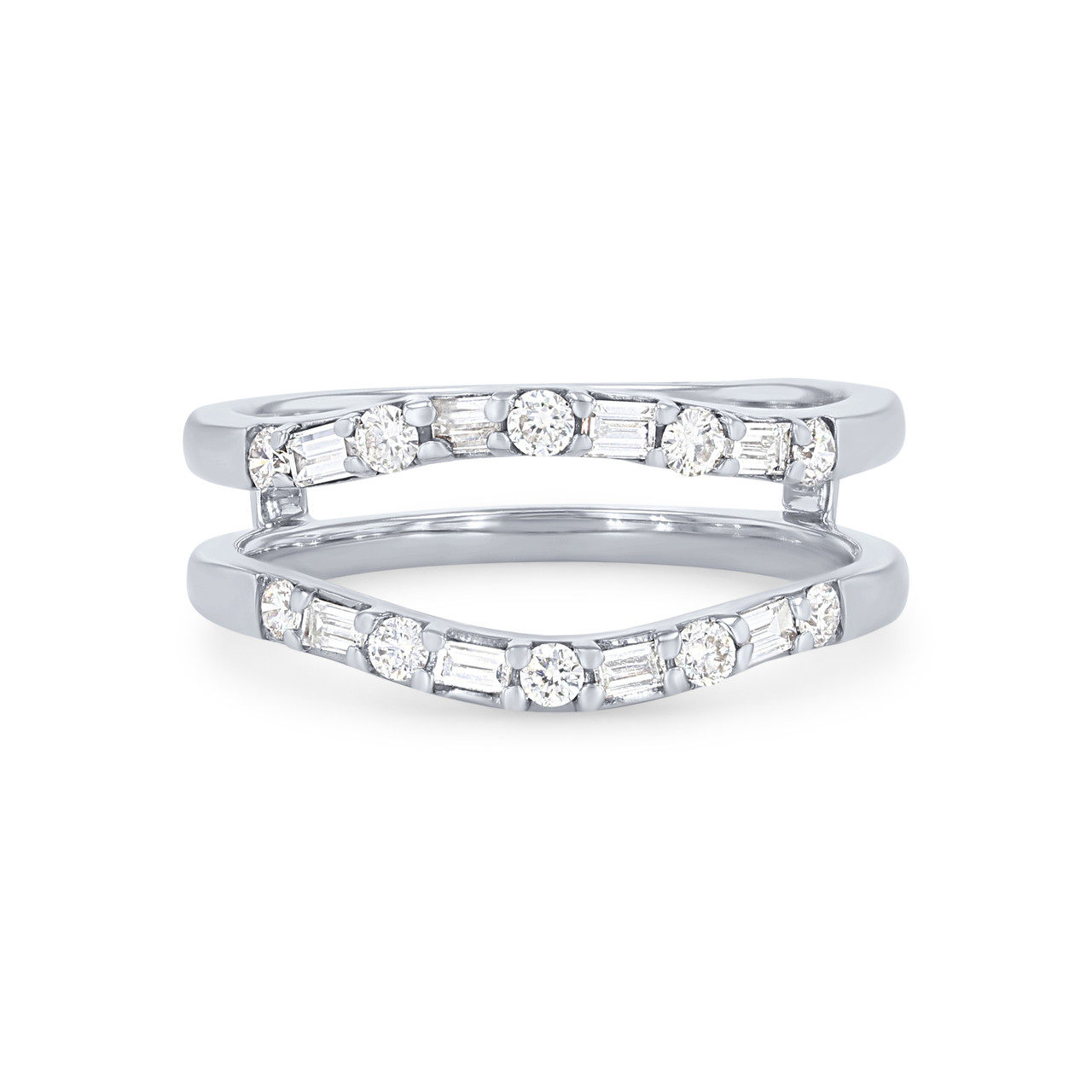 Contour Alternating Round and Baguette Diamond Ring Guard