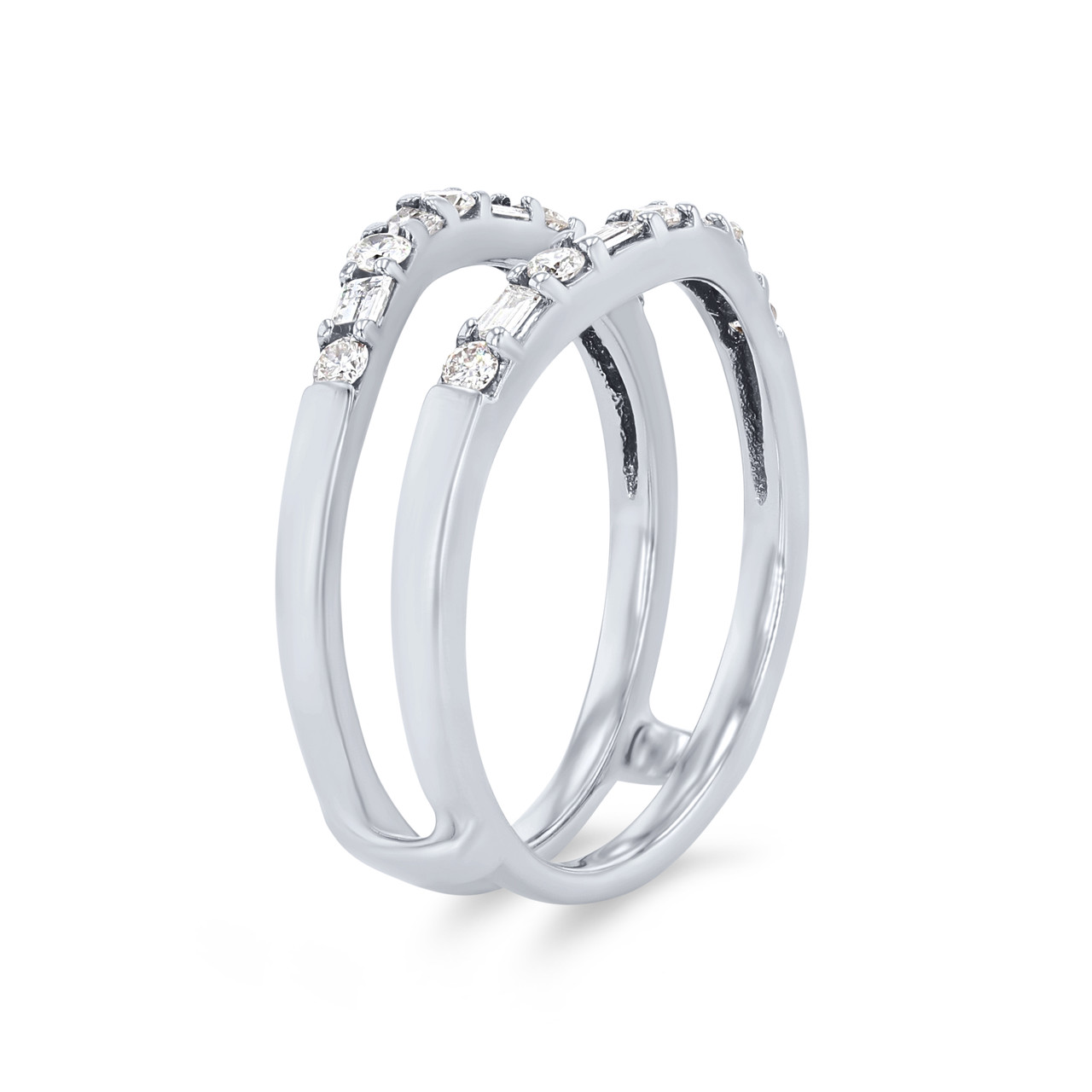 Contour Alternating Round and Baguette Diamond Ring Guard