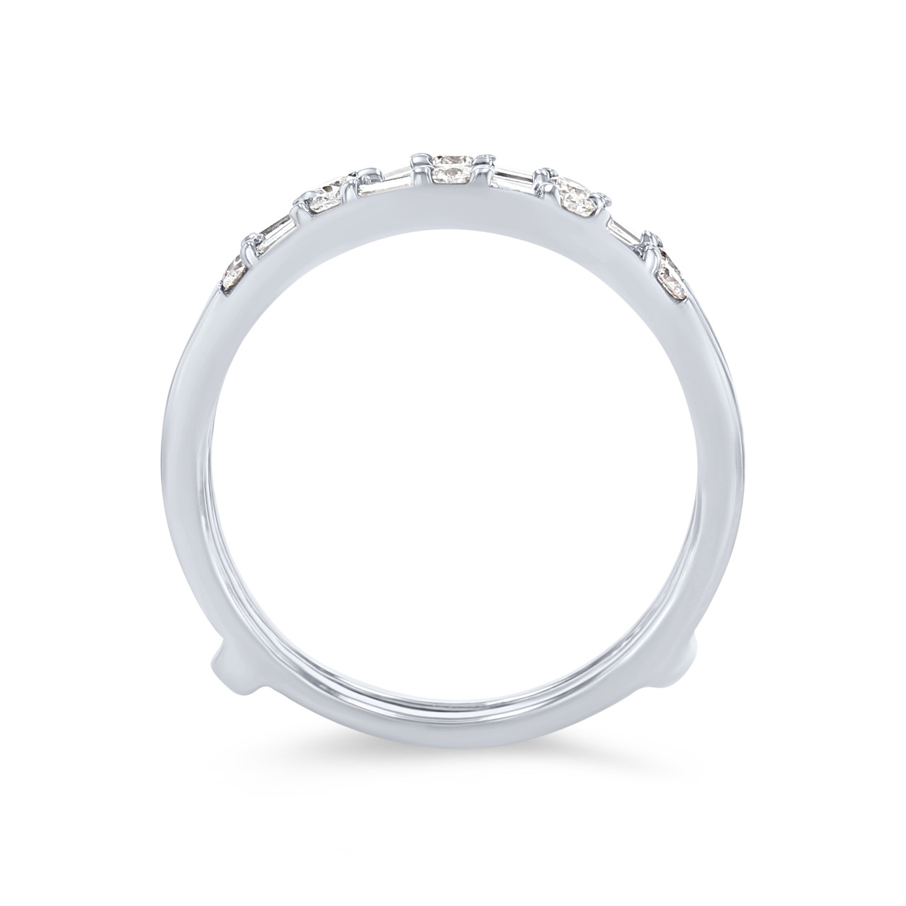 Contour Alternating Round and Baguette Diamond Ring Guard