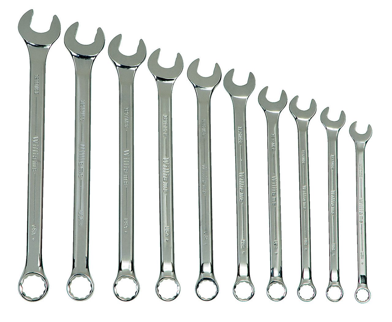 10-19MM Williams Polished Chrome SUPERCOMBO Combination Wrench Set 8 Pcs Set in Pouch - JHWMWS-10A