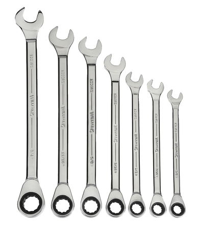 7/16" Williams Polished Chrome Standard Ratcheting Combination Wrench 12 PT - JHW1214RS