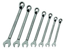 3/8"-3/4" Williams Polished Chrome Reversible Ratcheting Combination Wrench Set 7 Pcs in Pouch - JHWWS1170RCU