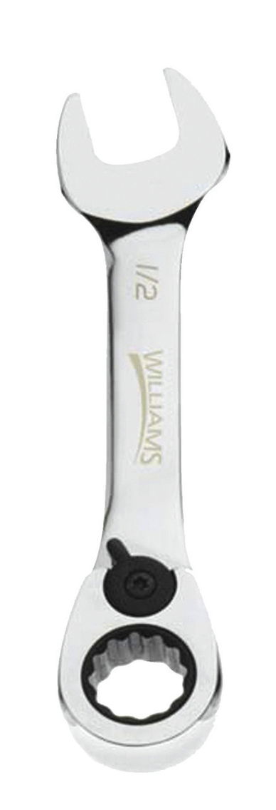 5/16" Williams Polished Chrome Stubby Ratcheting Combination Wrench 12 PT - JHW1210RSS