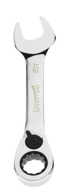 3/8" Williams Polished Chrome Stubby Ratcheting Combination Wrench 12 PT - JHW1212RSS