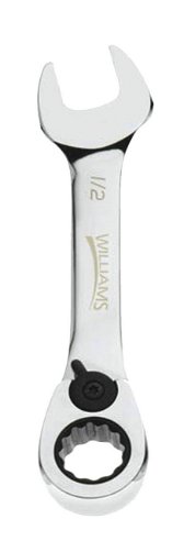 7/16" Williams Polished Chrome Stubby Ratcheting Combination Wrench 12 PT - JHW1214RSS
