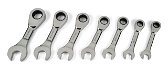 3/8"-3/4" Williams Polished Chrome Stubby Reversible Ratcheting Combination Wrench Set 7 Pcs in Pouch - JHWWS1170RSS
