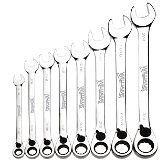 5/16"-3/4" Williams Polished Chrome Reversible Ratcheting Combination Wrench Set 8 Pcs in Plastic Tray - JHWWS-1168RC